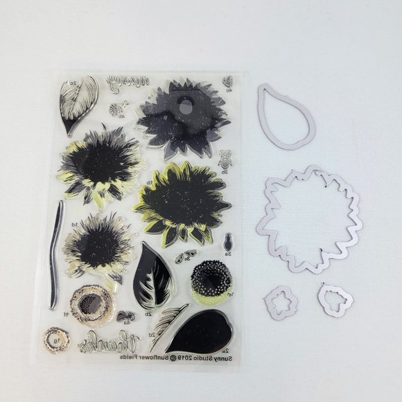 Sunflower Fields Stamps And Dies Sunny Studio Flowers Crafts Card Making Scrapbo - Picture 4 of 6